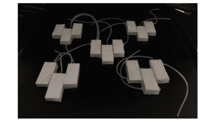 Three-actuator soft robots built in the project