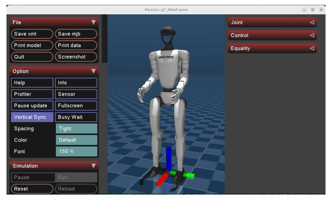 Humanoid model in the MuJoCo simulation environment