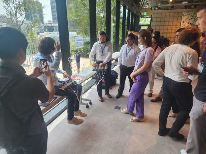 Attendees at the mannequin demonstration