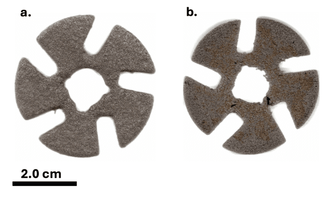 316L steel impellers sintered by the conventional route and by induction